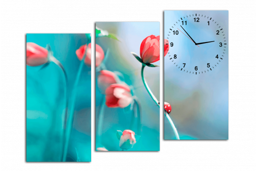 Модульная картина-часы Цветы