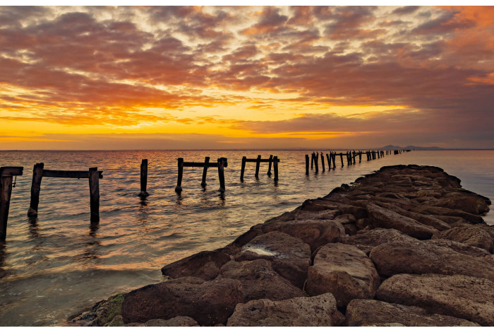 Модульная картина Закат на берегу океана | купить картину в Майкопе Модульная картина Закат на берегу океана